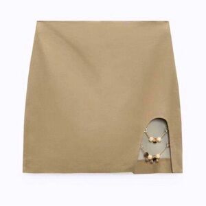 Elegant Tan Skirt with Chain Detail